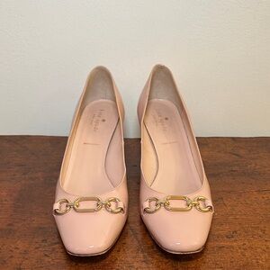 Kate Spade Blush Heels with Gold Chain Accent